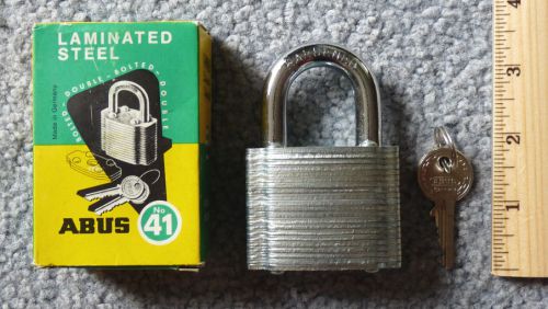 Older NOS ABUS Padlock - no 41 - GERMAN MADE - 1 1/8&#034; Hardened Shackle (LOT 586)