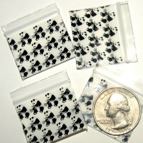 200 Mini Ziplock Bags Giant Panda 1.25 x 1&#034; Apple reclosable baggies 12510