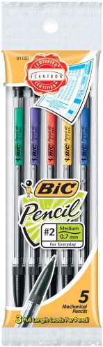 Bic Mechanical Pencil .7mm 5/Pkg-Assorted Colors 070330911888