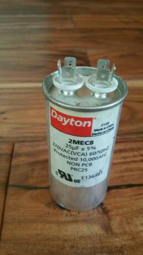 Dayton 2mec8 run capacitor, 25 mfd, 370v, round for sale