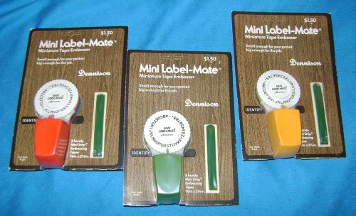 3 VINTAGE DENNISON MINI LABEL-MATE NEVER USED - MINIATURE TAPE EMBOSSER