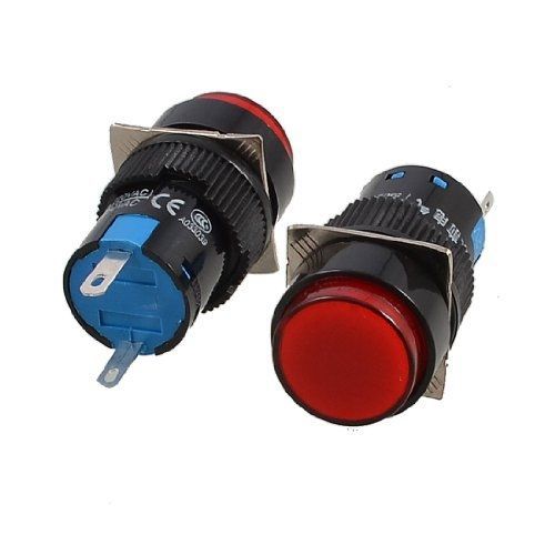 DC 12V Round Cap 2 Pins Fault Signal Indicator Lamp 2 Pcs Red Light