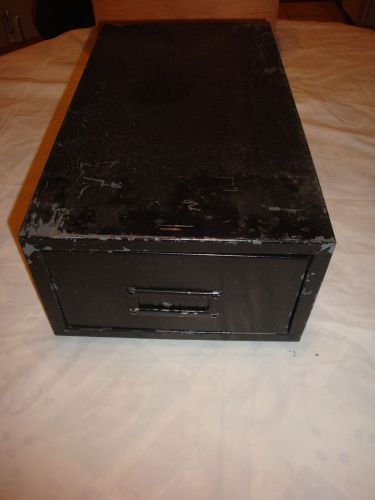 VINTAGE STEEL SINGLE DRAWER CARD STORAGE FILE CABINET 16&#034;X9&#034;X5&#034;