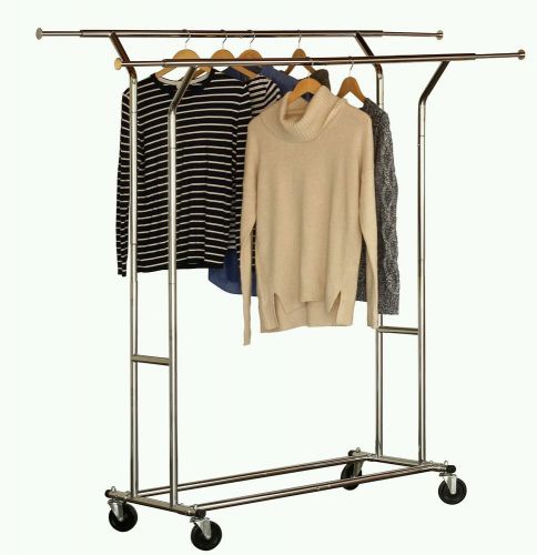 NEW DecoBros Supreme Commercial Grade Garment Rolling Rack, Chrome Finish