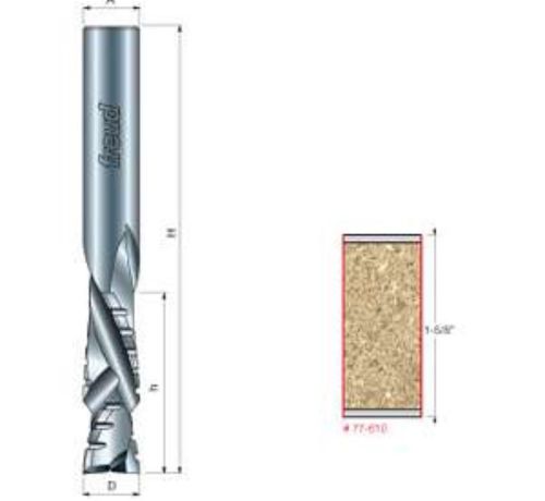 Freud 77-610 1/2&#034; Compression Bit With Chip Breakers 1 5/8&#034; Cut Length