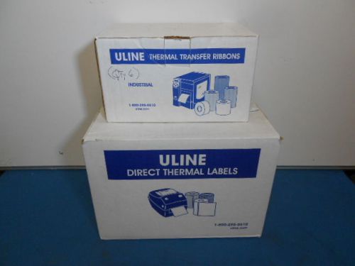 ULINE S-11323 Thermal Transfer Ribbons &amp; S-8363 Direct Thermal Labels Lot of 2