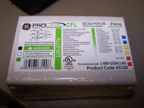 New sealed genuine ge proline gec242-mvps-3w cfl 120-277v ballast 2 lamp for sale