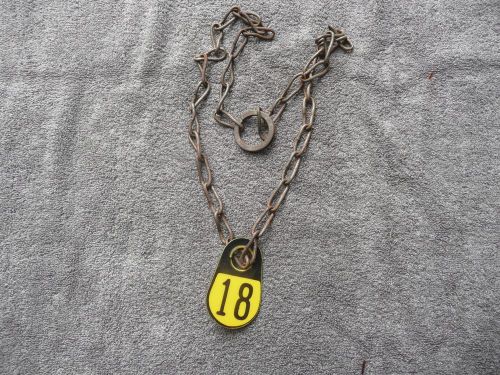 Vintage Plastic Livestock Tag on Chain