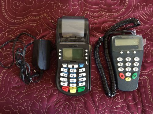 Hypercom Optimum T4220 Credit Card Machine w/Keypad Complete Set Good Condition