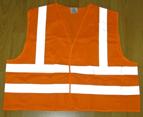 REFLECTIVE SAFETY VEST CLASS 2 HI-VIZ ORANGE CLASS II SIZE XXXXLARGE Velcro Clos