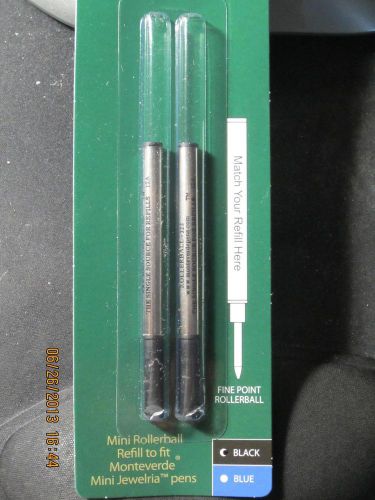 2 Monteverde Mini 8126 Capless Rollerball Refills, Black Fine- 3&#034;(76mm) long