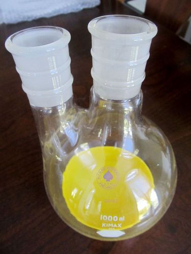 Ace glass kimax 2-neck 1000 ml 29/42 chemistry flask, labware: used condition! for sale
