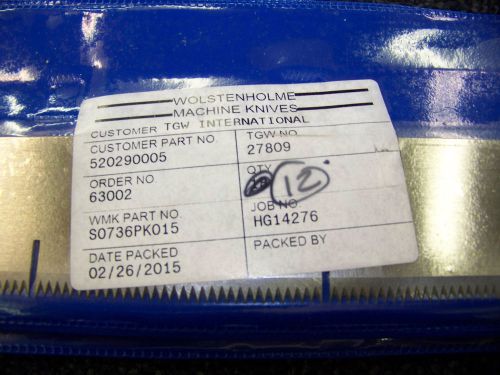 Wolstenholme Machine Knives TGW No. 27809 WMK # S0736PK015 New