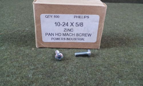 Powers industrial pan head 10-24 x 5/8 phillips machine screw zinc qty 100 for sale