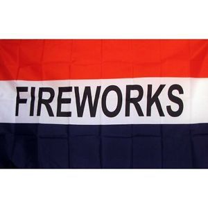 3 Fireworks Red White Blue Flag 3&#039;x 5&#039; Banner (three)