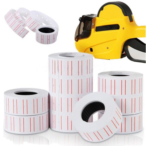 10 Rolls Price Label Paper Tag Sticker MX-5500 Labeller Gun White Red Line cv1