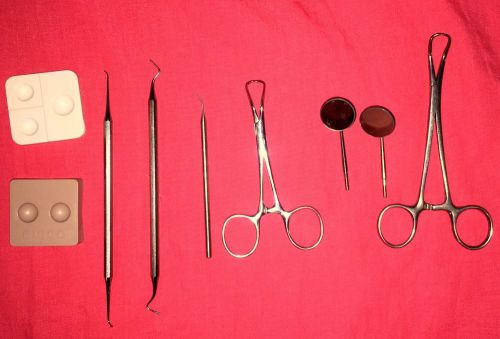 9 ASSORTED DENTAL INSTRUMENTS BUR &amp; FORCEPS &amp; TRAYS &amp; MORE