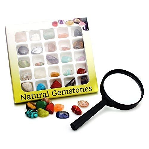 BEADNOVA Beadnova Variety Gemstone Collection Box with Magnifier Reading Glass