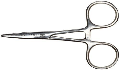 Aven 12001 Stainless Steel Hemostat, Straight Serrated Jaws, Ratchet Lock,