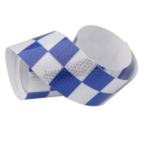 High Intensity Reflective Tape Self Adhesive Vinyl 5cm*3m Square Blue&amp;White