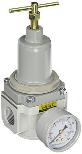 PneumaticPlus SAR4000T-N06BG Air Pressure Regulator, T-Handle, 3/4&#034; NPT with Gau