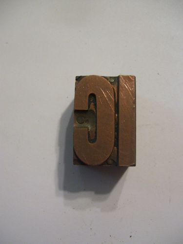 &#034;IC&#034; Bold Letters : Copper on Woodcut Print Block - 1&#034; x  1 1/4&#034;