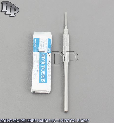1 STAINLESS STEEL ROUND SCALPEL KNIFE HANDLE #4 + 5 STERILE SURGICAL BLADES #24