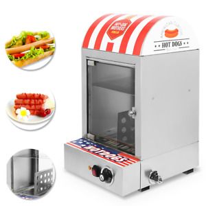 Commercial Electric Hot Dog Steamer Machine &amp; Bun Warmer Display Showcase 1500W