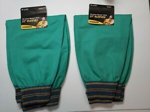 Tillman 6201 Green FR 23&#034; 9 oz. Cotton Welding Sleeves w/ Elastic Wrist/Top 2 pr