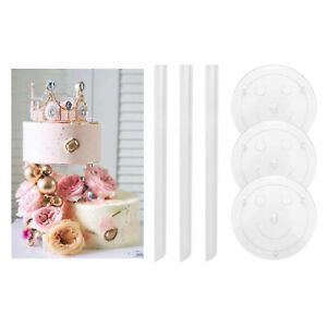 Multi-Layer Cake Support Set with 2 Spacer with 3 Rods Round for Cake Stands
