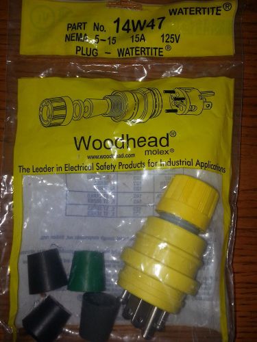 NEW SEALED WOODHEAD 14w47  WATERTITE PLUG NEMA 5-15  15Amp 125V