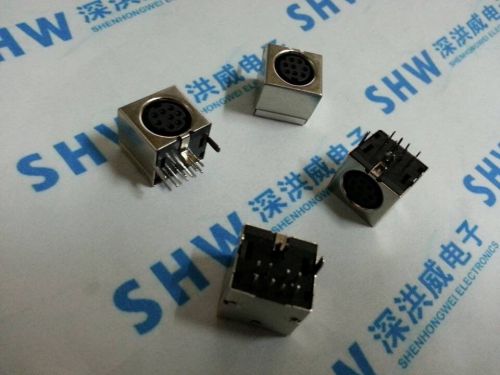 10PCS PS2 socket 8P black shielded S-Video socket Connector