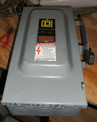 Square d 100a 3 phase 240 volt fusible disconnect d323n nema 12 for sale