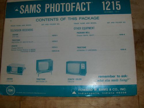 1971 sams photofact set no. 1215 package for sale