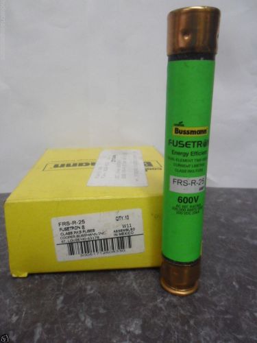 New lot bussmann fusetron frs-r-25 amp fuses energy efficient class rk5 600v nib for sale