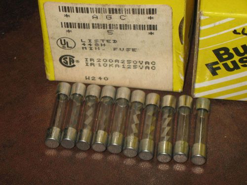 Lot of 10 Buss Fuses Bussman Cooper AGC-5 amp 250v Fast Blow Fuse 5A AGC5 NOS