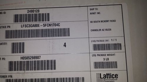 LATTICE Embedded - FPGAs,904I/O,1704-BCBGA, FCBGA, LFSC3GA80E-5FCN1704C Qty 4