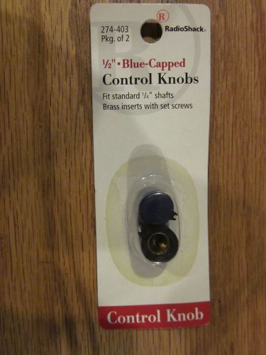 pkg of 2 RadioShack 274-403 Control Knobs 1/2&#034; Blue-Capped Control Knobs