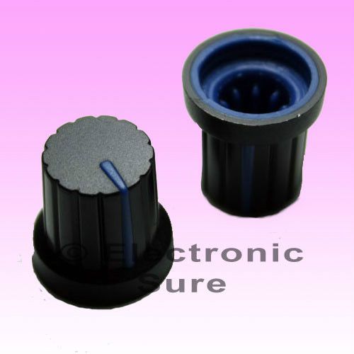 20 x knob black with dark blue mark for potentiometer pot 6mm shaft size for sale