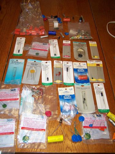 MIXED LOT OF NEW ELECTRONIC COMPONENTS, CAPACITORS, RESISTORS, MISC