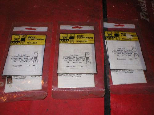 3 Pks New Phillips ECG965 3 Terminal Negative Voltage Regulators