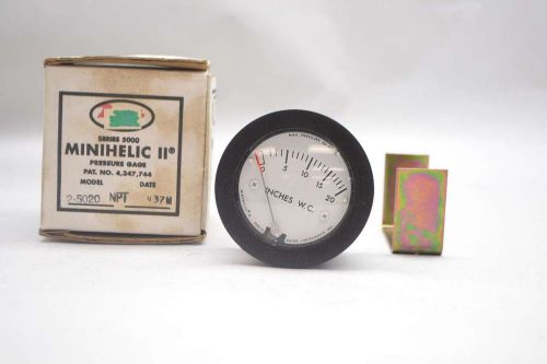 NEW DWYER 2-5020 MINIHELIC II 0-20IN-H2O 1/4 IN NPT PRESSURE GAUGE D416072