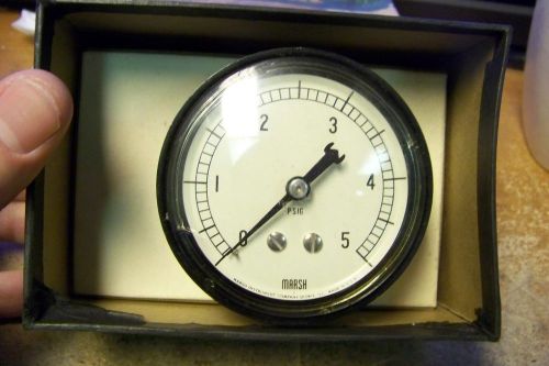 NEW Marsh 2-1/2&#034; Pressure Gauge 5PSIG 1/4&#034; Back Mount