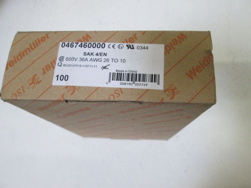 Lot of 100 weidmuller sak-4/en terminal block *new in a box* for sale