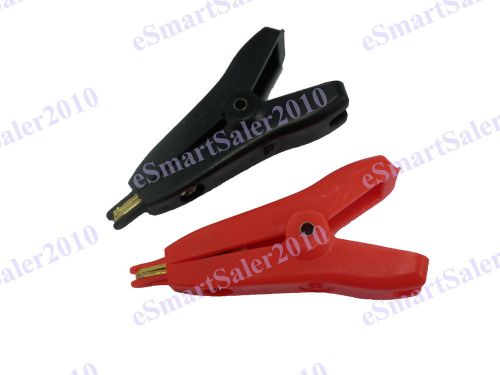 2pcs Red/Black Pair Alligator Kelvin Test Copper Gold-Plated Clip