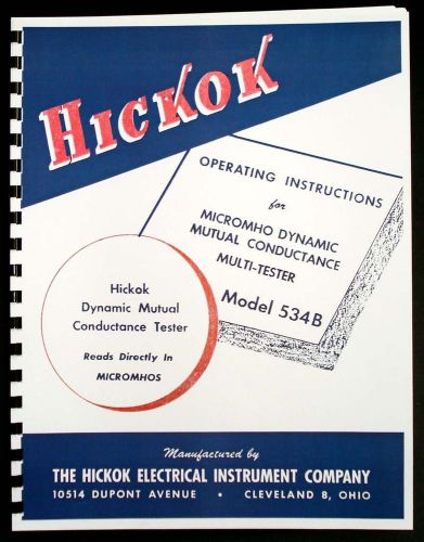 Hickok 534B Dynamic Mutual Conductance Tube Tester Manual