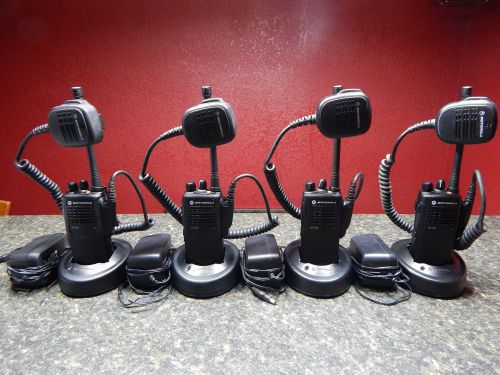 SET OF 4 MOTOROLA HT750 TWO WAY RADIOS/TRANSCEIVERS VHF 136-174 MHZ