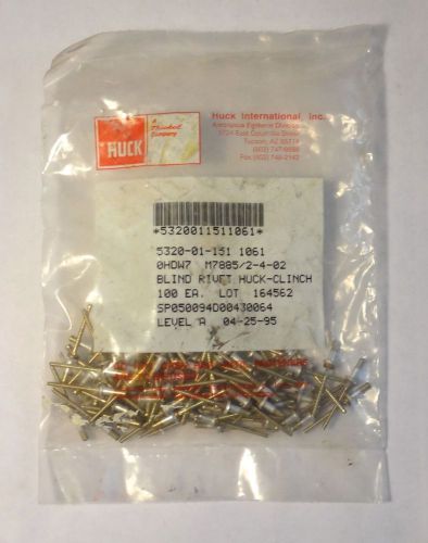 100 each ALUMINUM BLIND RIVETS HUCK-CLINCH AVIATION M7885/2-4-02 NEW!