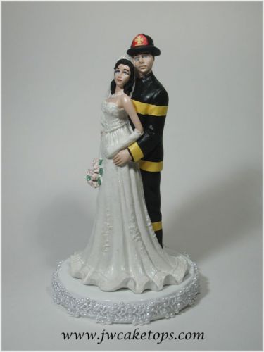 Wow ! Look at Fireman Black Gear Wedding Caketop 49FB4