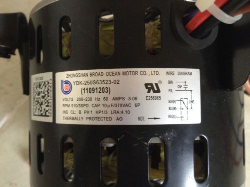 Blower motor: Zhongshan Broad-Ocean YDK-250S63523-02 (11091203) 1/3HP VOLTS 230